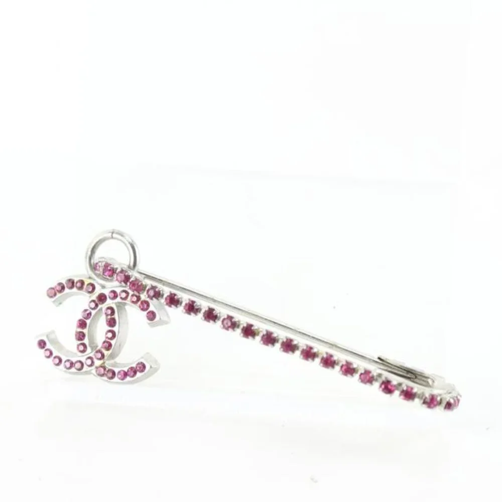 Chanel 02P Silver x Fuchsia Safety Pin Brooch 71ck84s